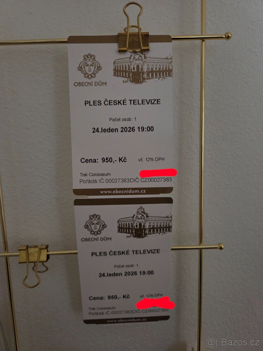 2x vstupenka na Ples ČT v Obecním domě