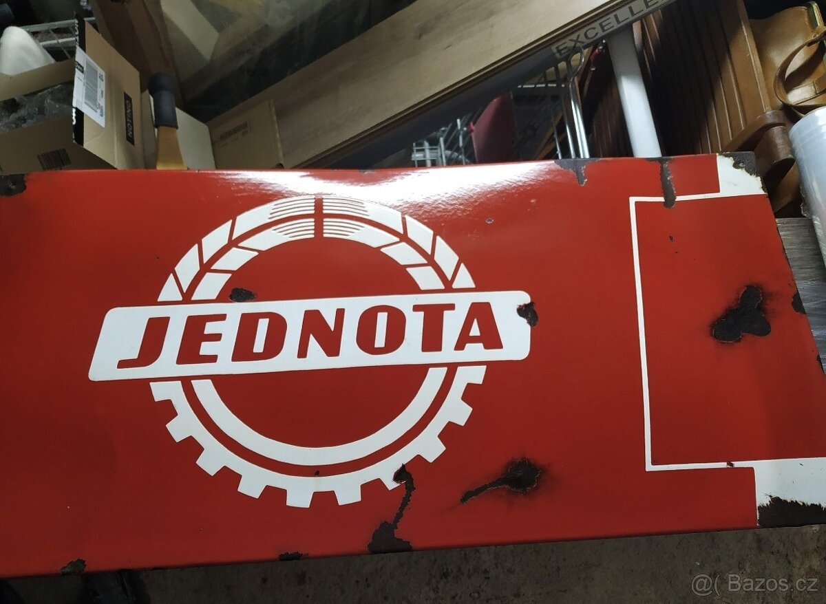 Velká smaltovaná cedule - JEDNOTA