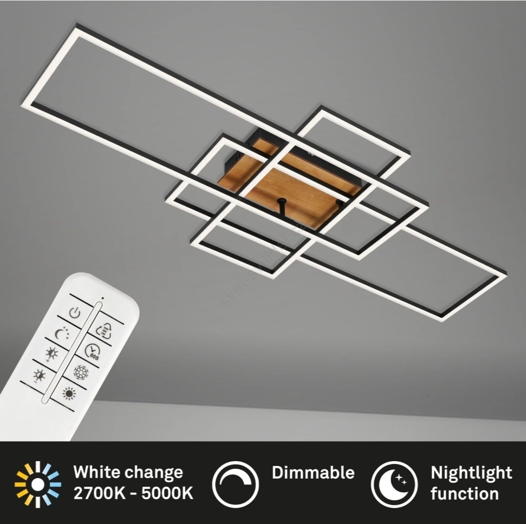 Stropní LED světlo ( černá + dřevo )