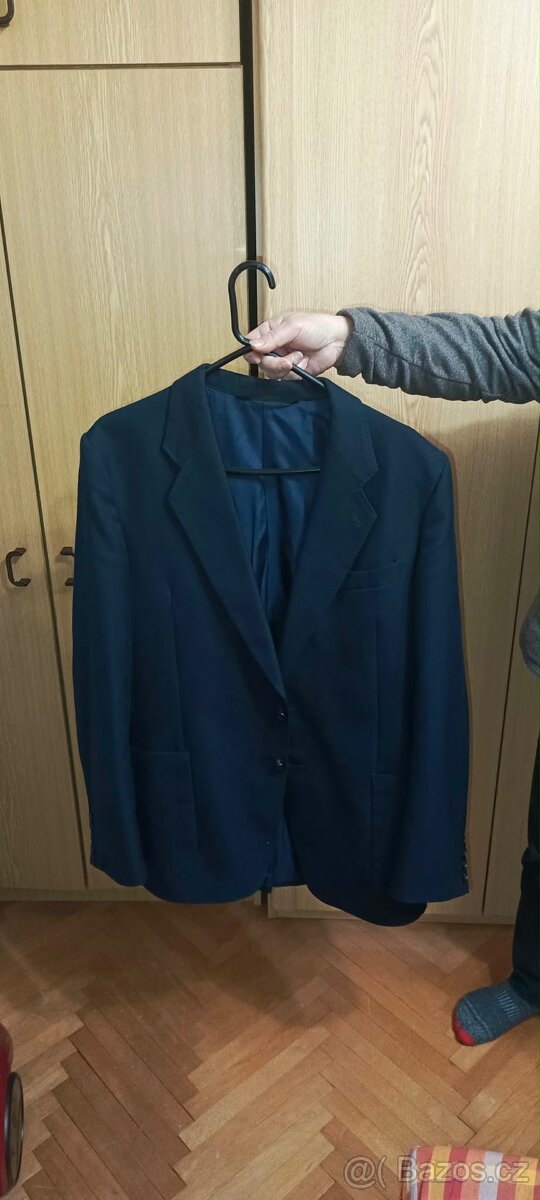 Modrý pánský oblek Prostějov, výška postavy 175 cm