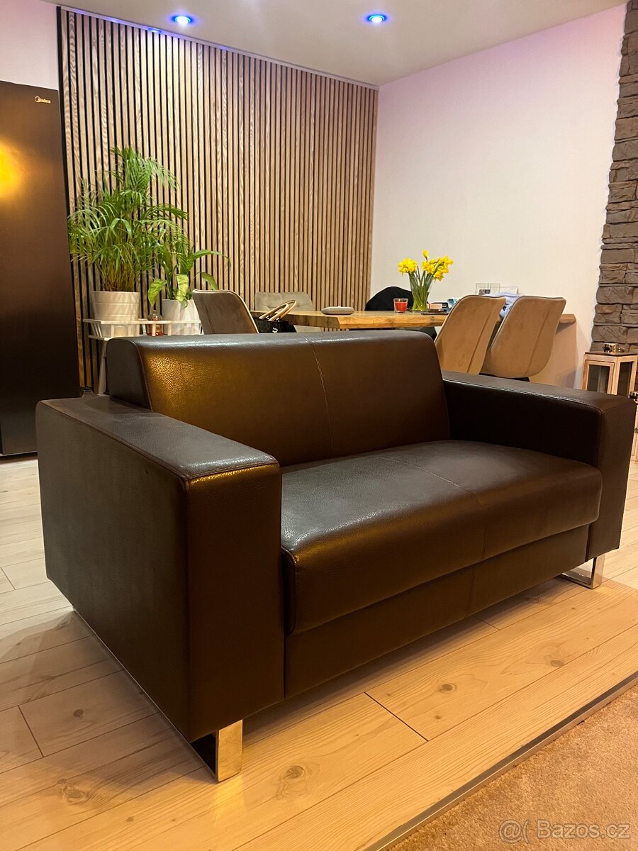 Kožená sedací souprava PRIMATOR, dvoumístná, hnědá