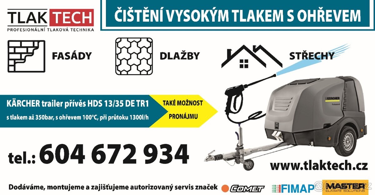 Výškové čištění tlakovým strojem s ohřevem