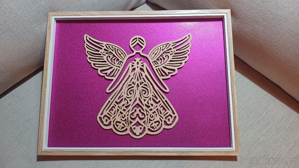 OBRAZ ANDĚLÉ S LÁSKOU 30X40 CM - FIALOVÁ