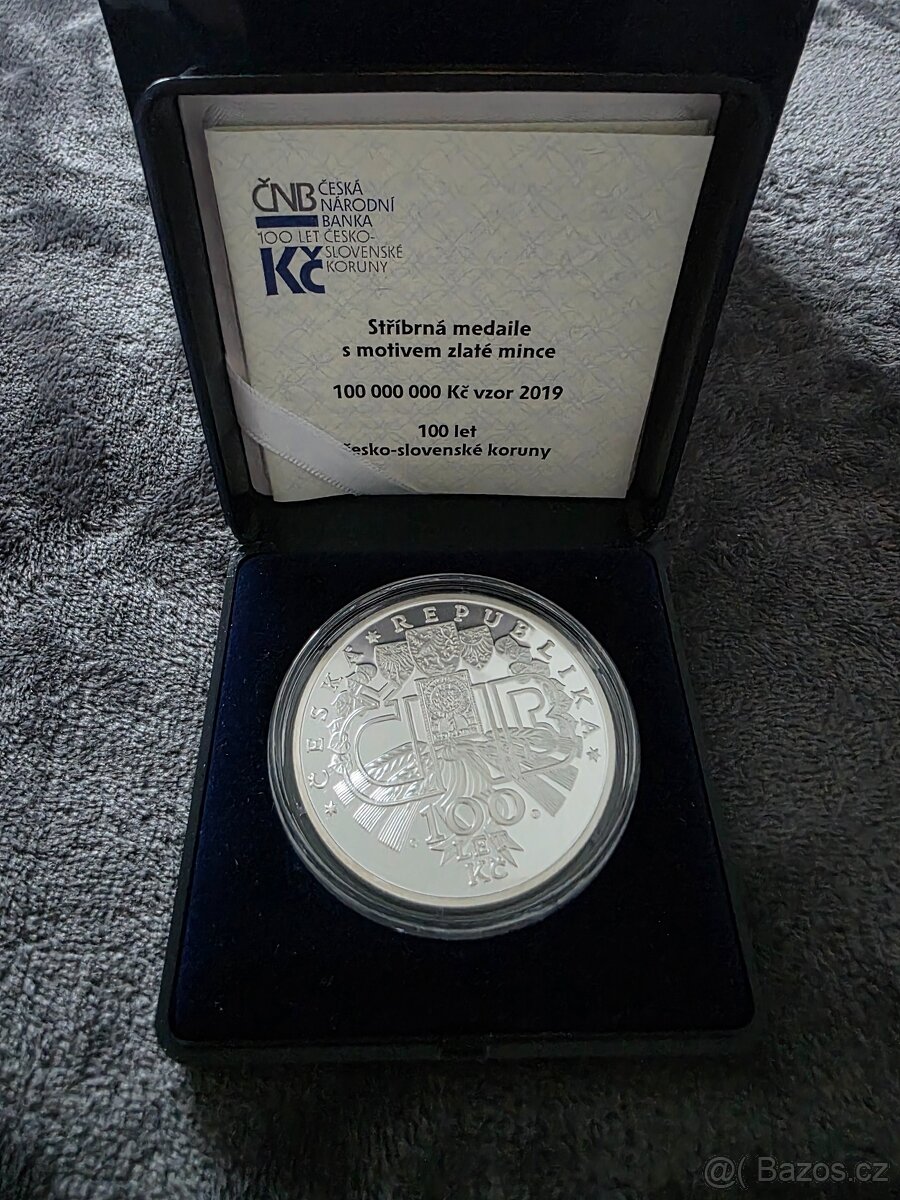 Medaile 100mil Kč 2019 PROOF Česká mincovna
