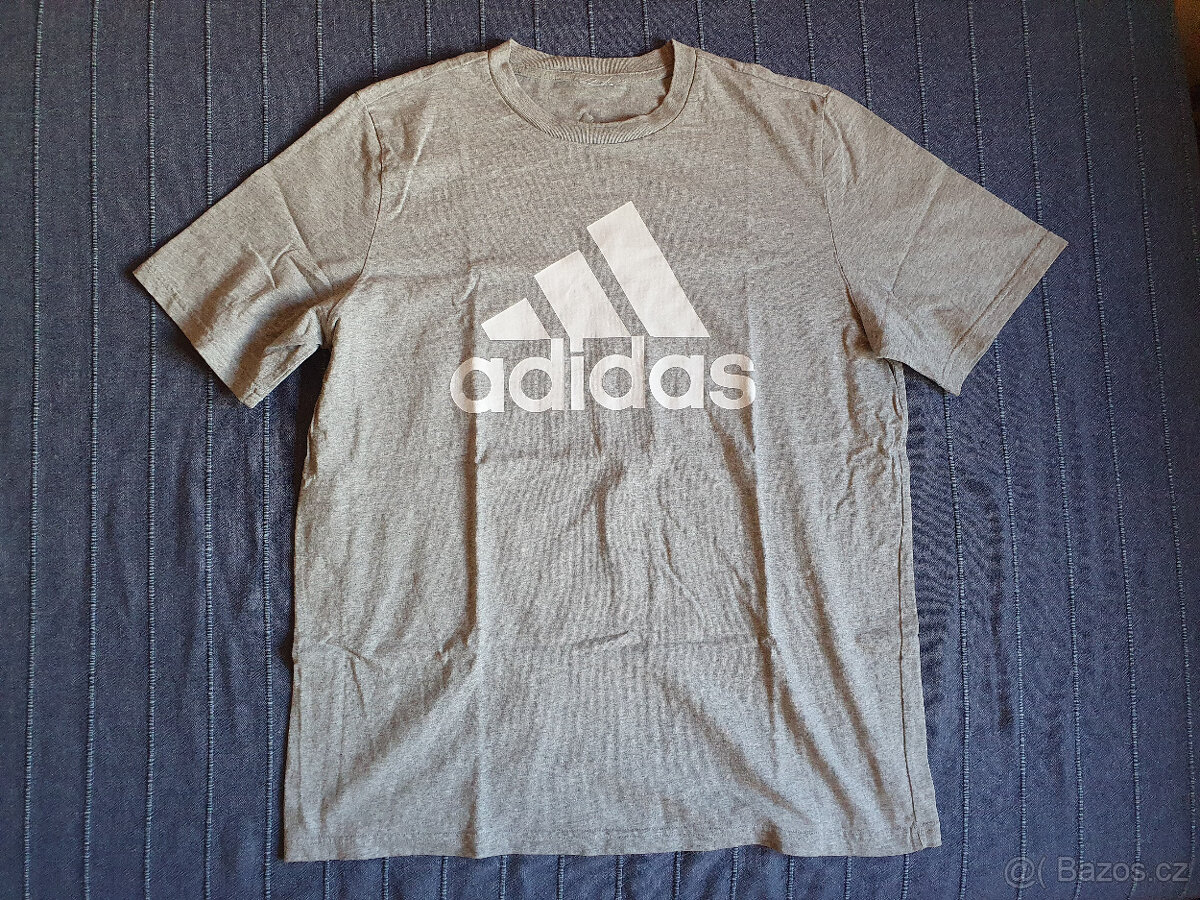 Šedé triko Adidas Essentials Single Jersey Big Logo - XL