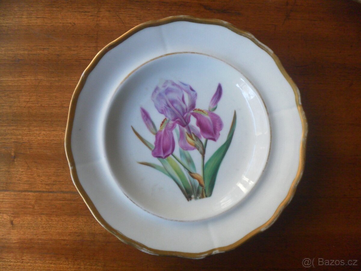 Starožitný, porcelán. talíř ručně mal., zn. Prag.