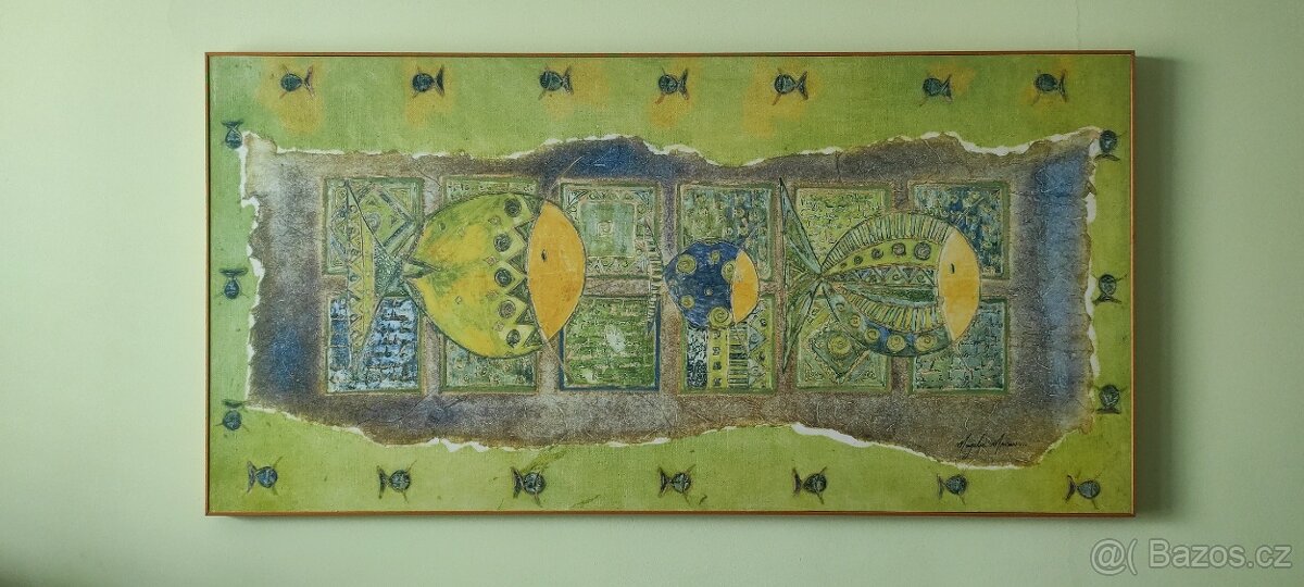 Obraz Zelene ryby 50x100cm Magalie Masson