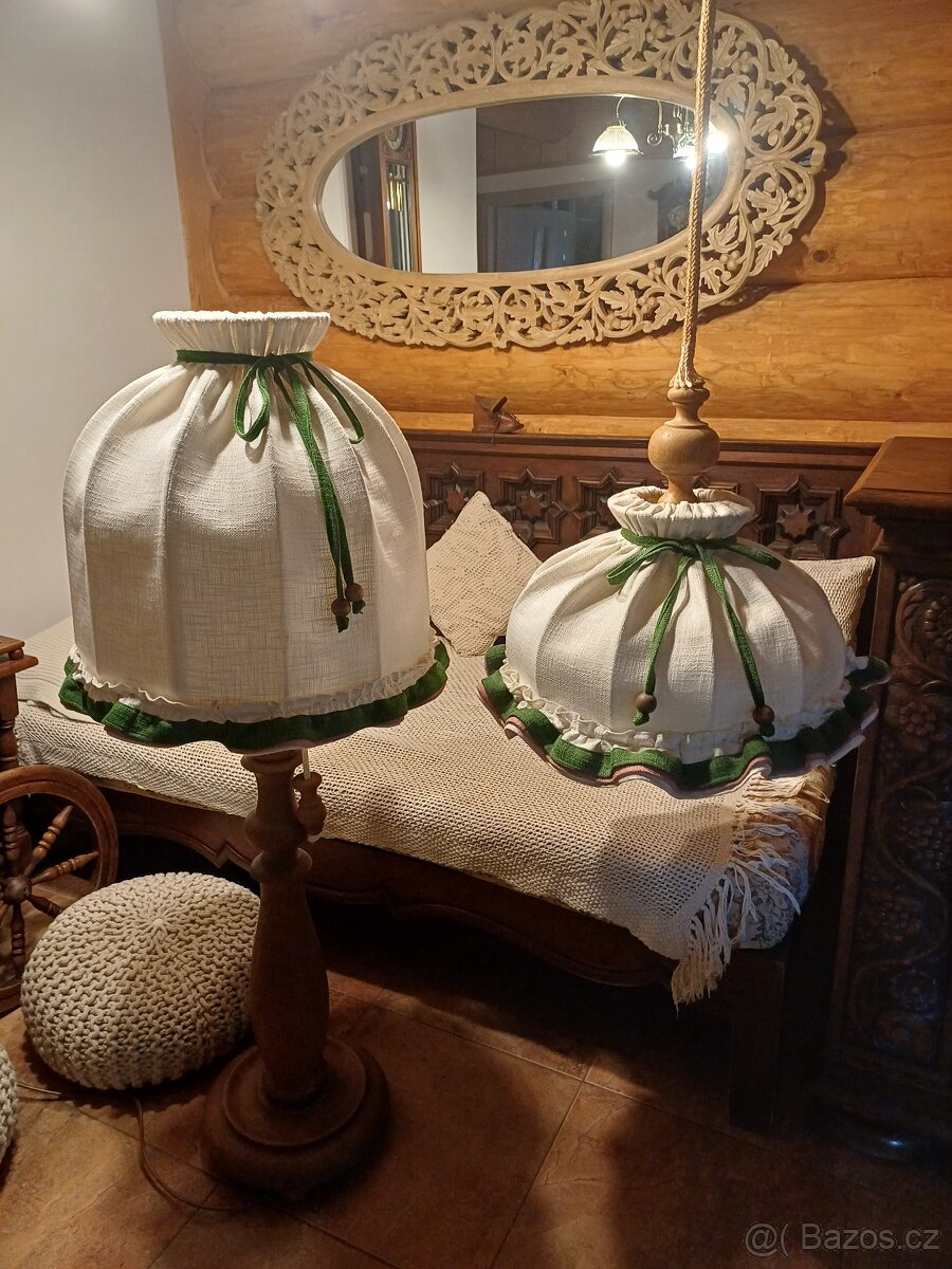 stojací lampa - masiv + lustr