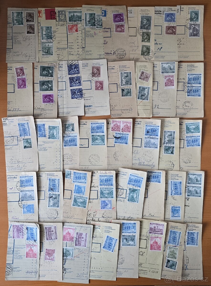 Protektorát - ústřižky balíkových průvodek