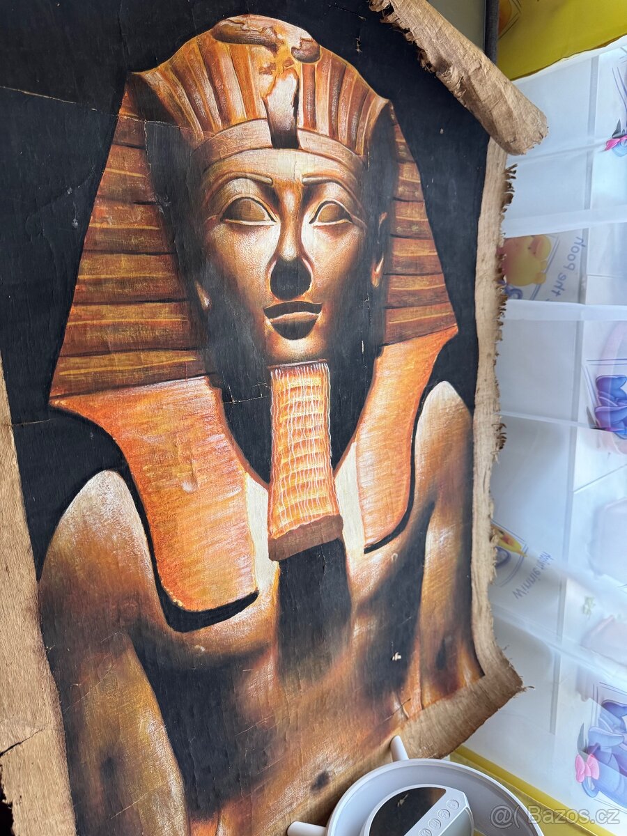 Ručně malovaný obraz – egyptský faraon (se signaturou)