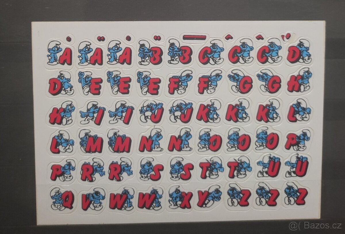 Retro samolepky šmoulové písmenka