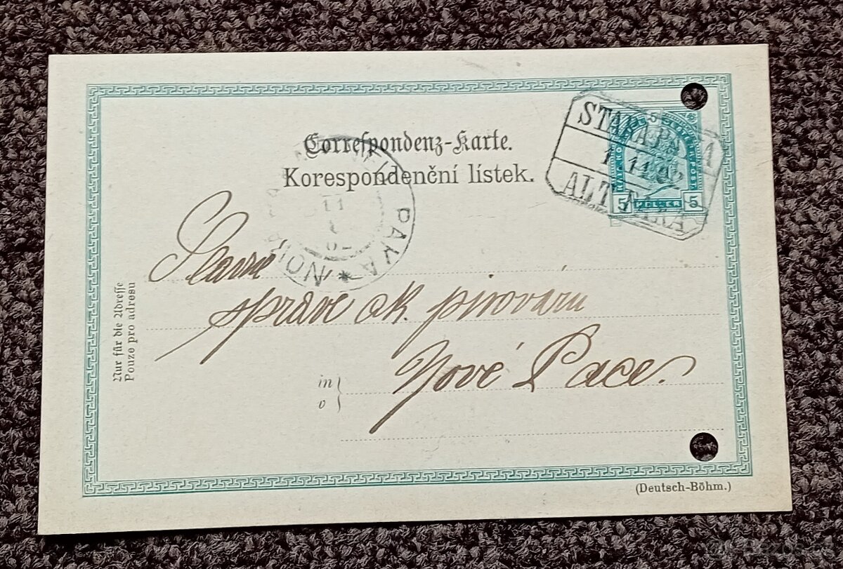 Korespondenční lístky cca 120 let staré