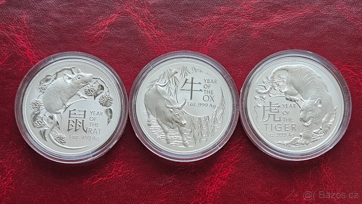 3x 1 oz stříbrná mince Lunar RAM 2020 - 2022