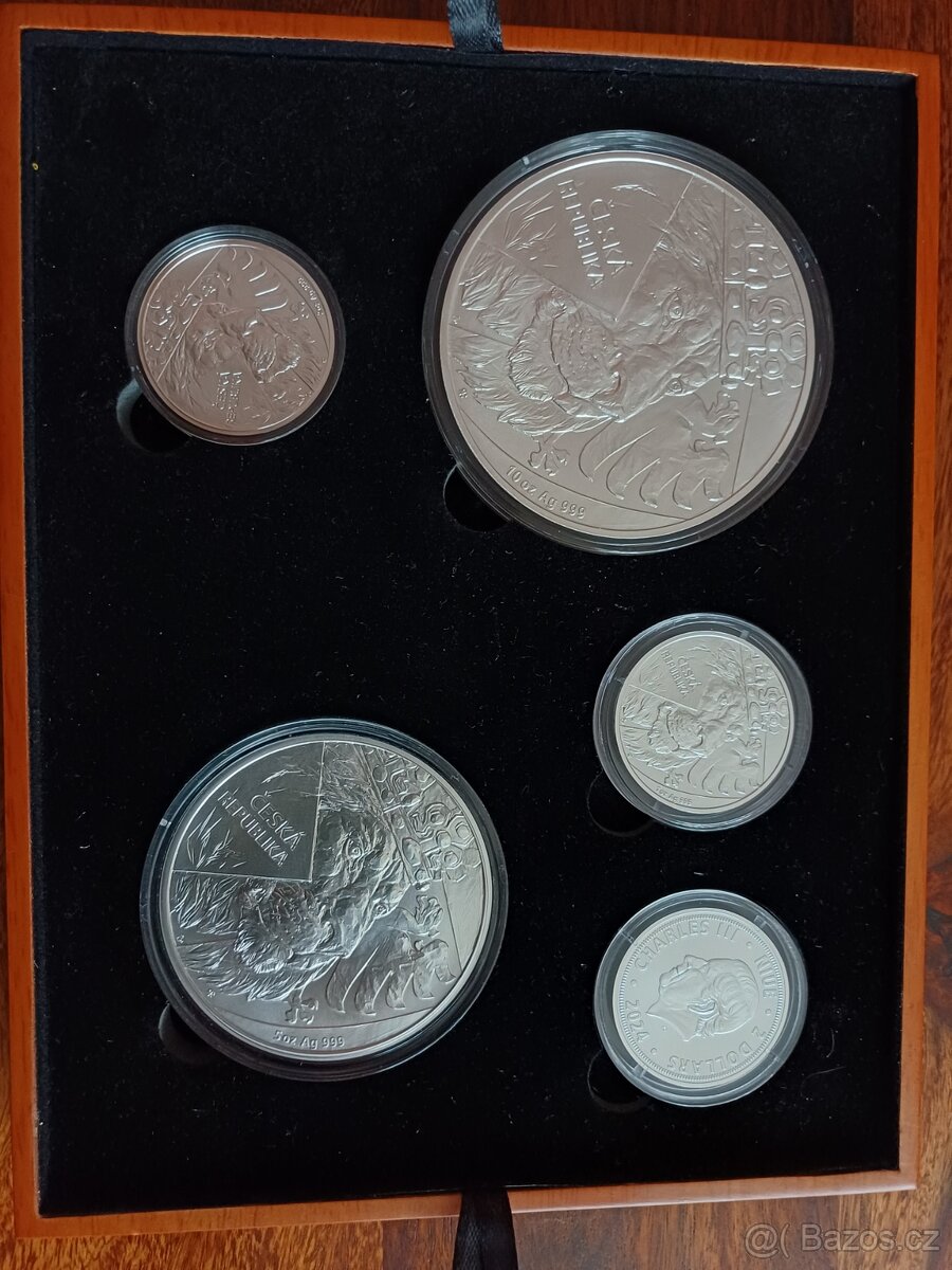 Stříbrné mince Česky lev 19 uncí