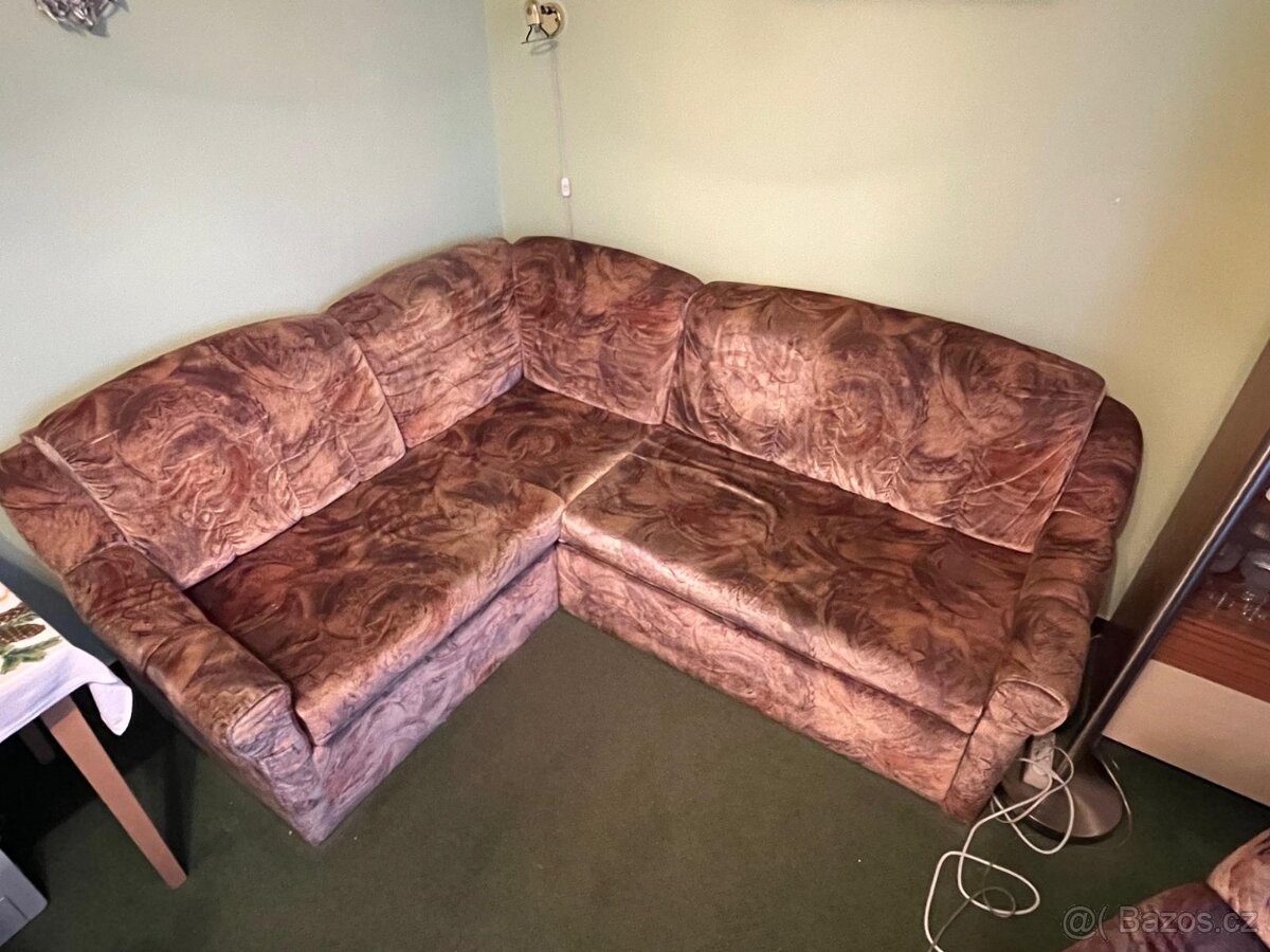 Rozkládací rohová sedačka s křeslem