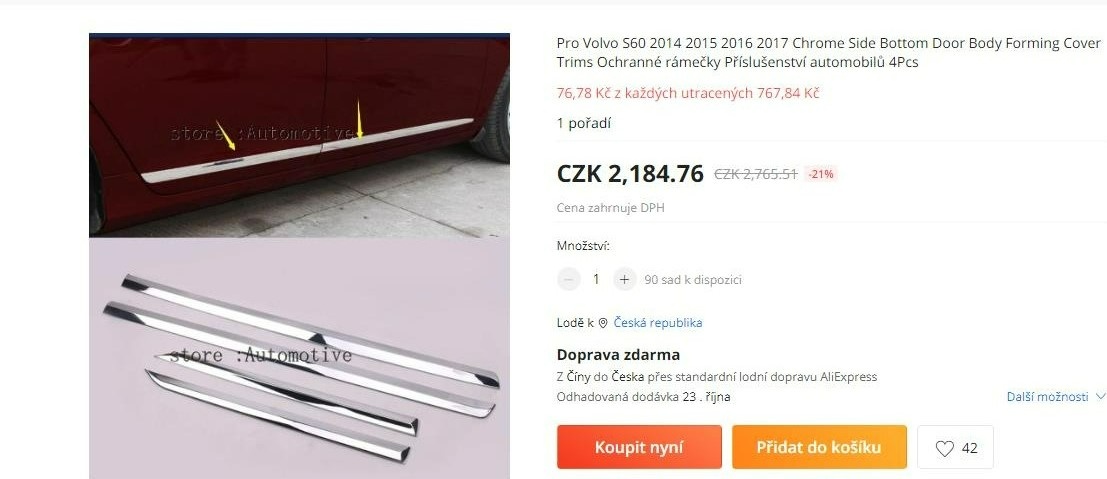 Boční chromové lišty S60 + XC60