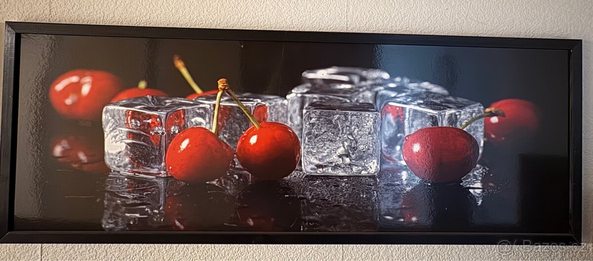 Fotoobraz třešně a kostky ledu