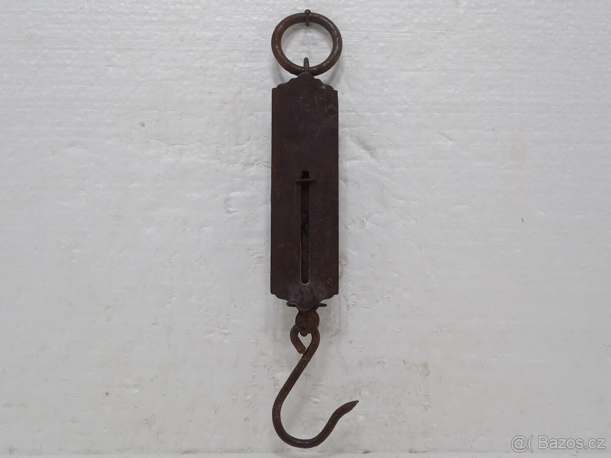 Retro starý kovový mincíř pružinová váha - 25kg