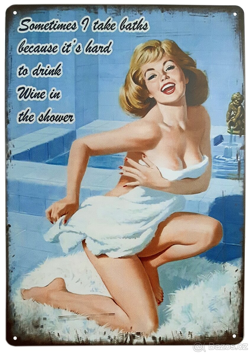 kovová cedule Žena a koupe