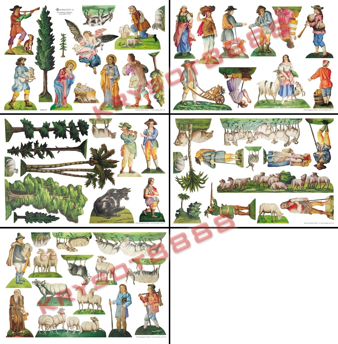 Historický vystřihovací papírový betlém č. 26