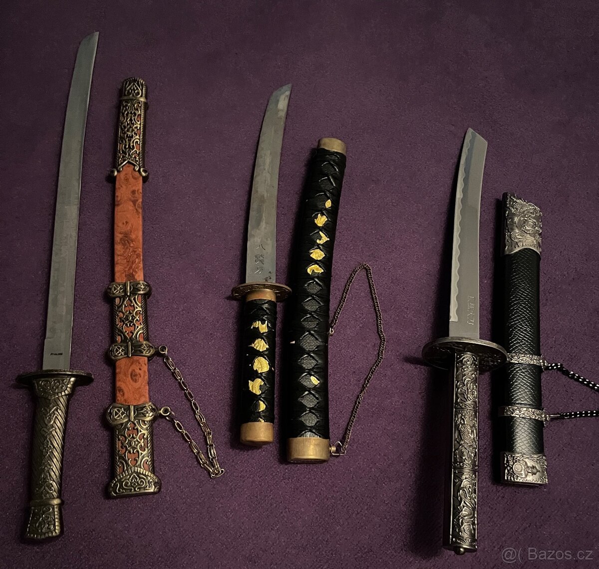 Sada 3 dekorativních mečů/dýk – 50 cm + 60 cm