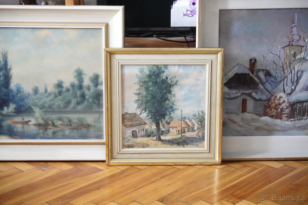 Obrazy akvarel ak. malíř Ladislav Pejchl Vysočina Pardubice