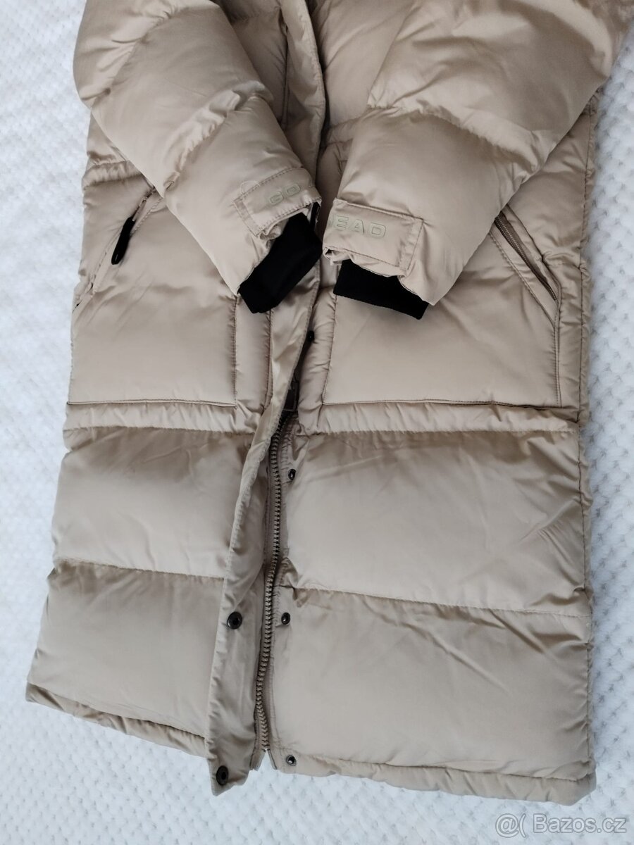 Zimní péřový kabát s kapucí, vel. XS
