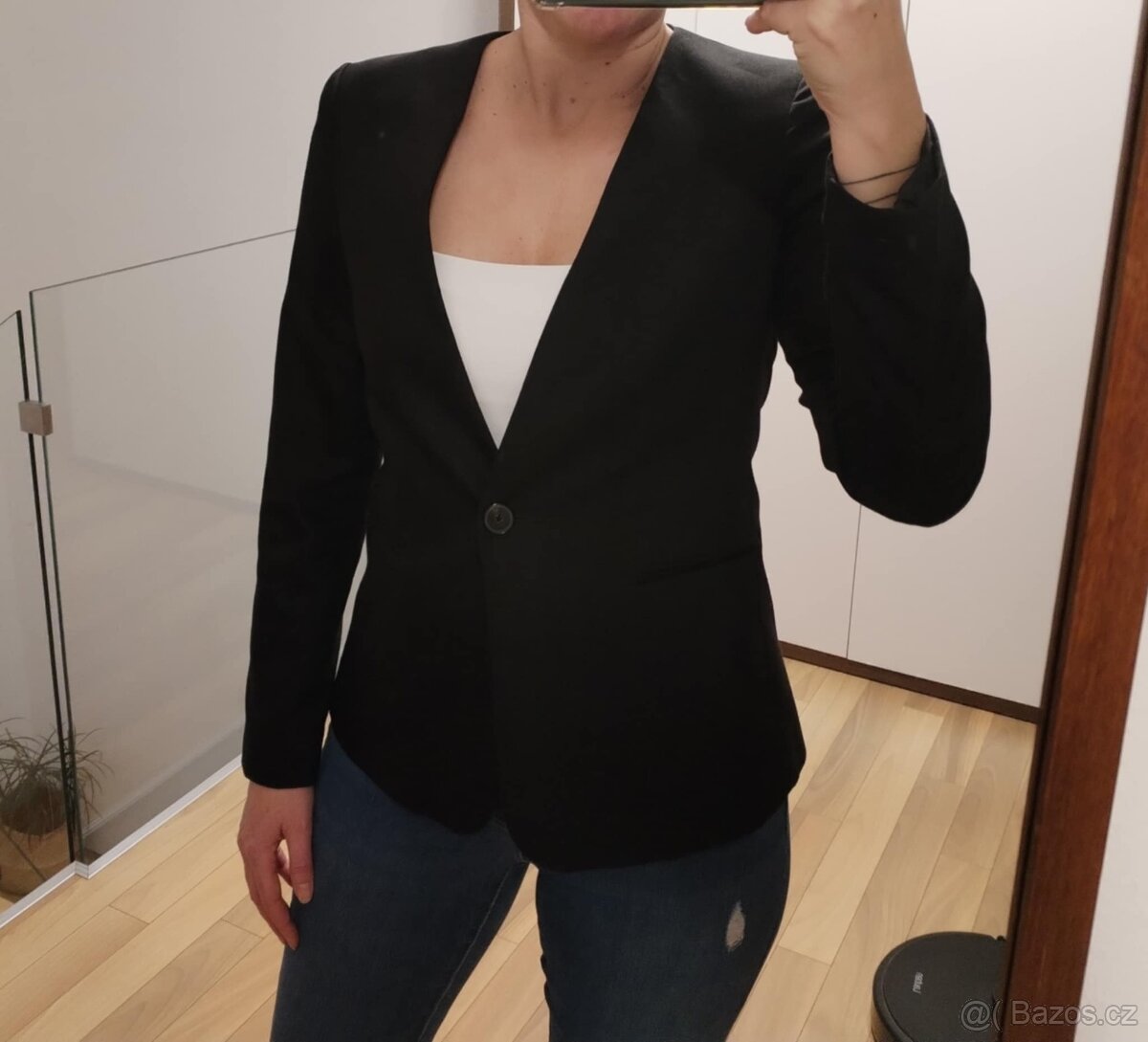 Dámské černé sako Mango bez límce vel. S