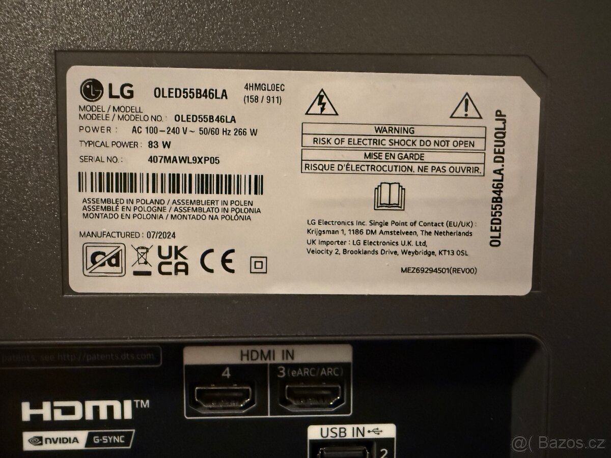 OLED SMART TELEVIZE LG OLED55B46LA