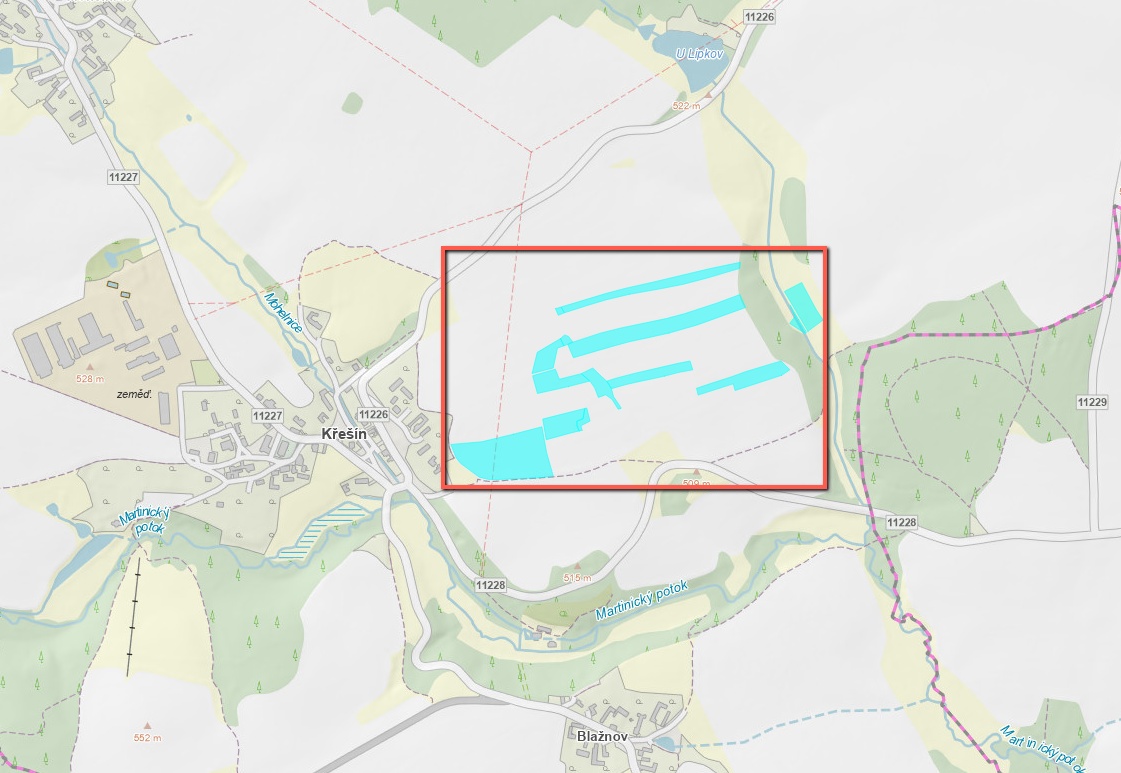Prodej polí 5,2 ha – Křešín u Pacova