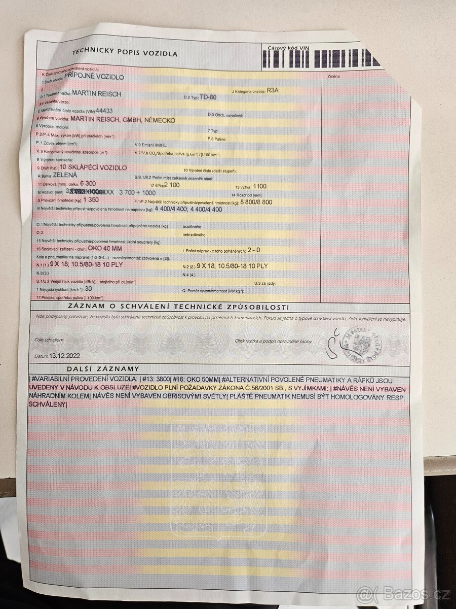 Traktorový přívěs 8tun