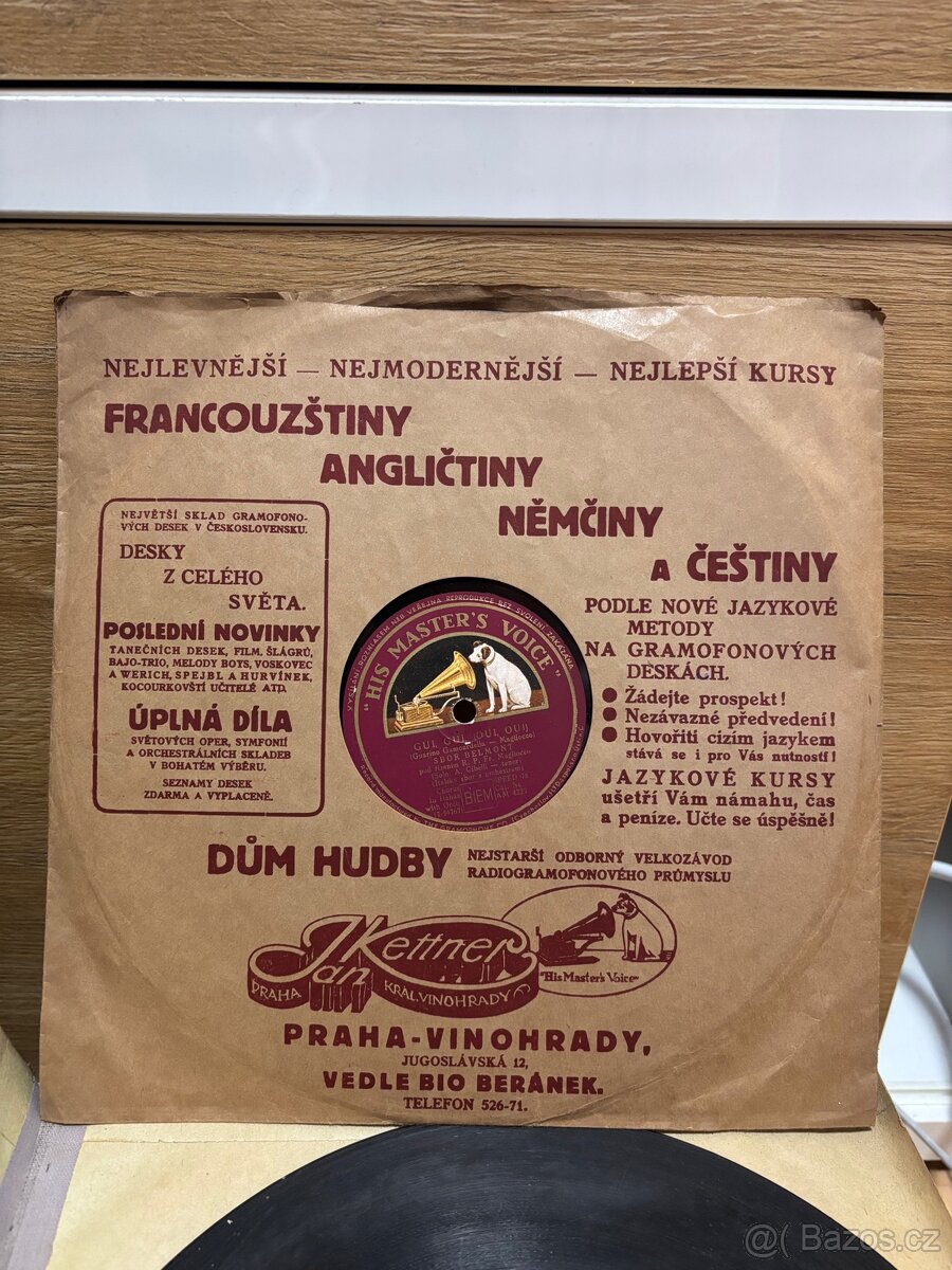 Sada 4× starožitná šelaková gramodeska