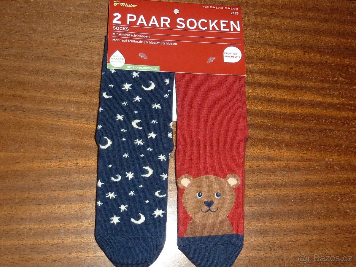 Nové-Tchibo-2x Teplé protiskluzové ponožky 23-26