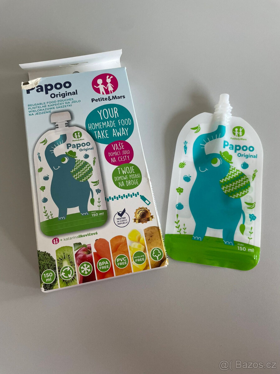 Petite&Mars Papoo Slon kapsička na jídlo 6 ks