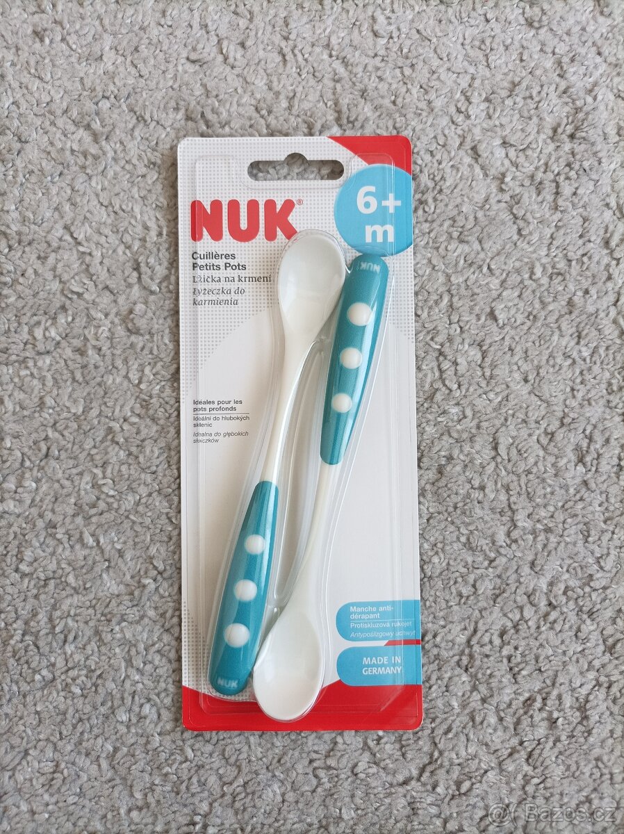 Dětské lžičky na krmení, zn. NUK , 2 kusy, modrá, nová