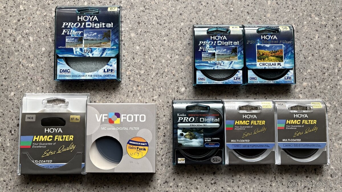 Filtry 67 mm, 58 mm a 52 mm
