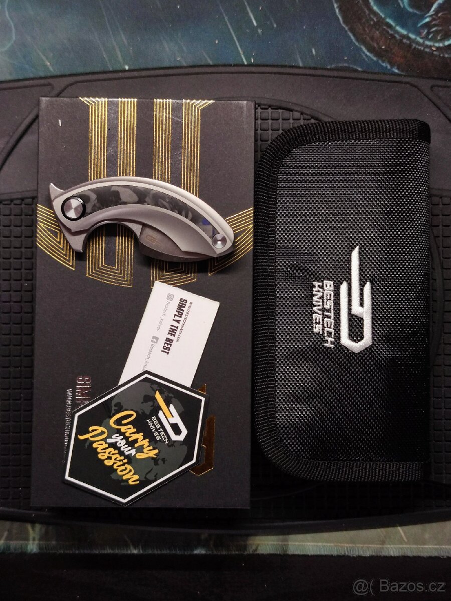 Nůž BESTECH STRELIT ocel M390, střenka titan a carbon