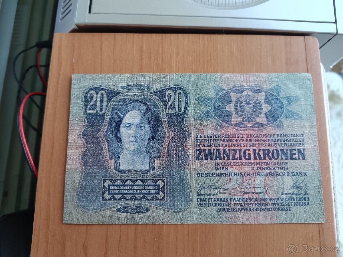 Prodám bankovku 20 Kronen, 1913, Rakousko-Uhersko