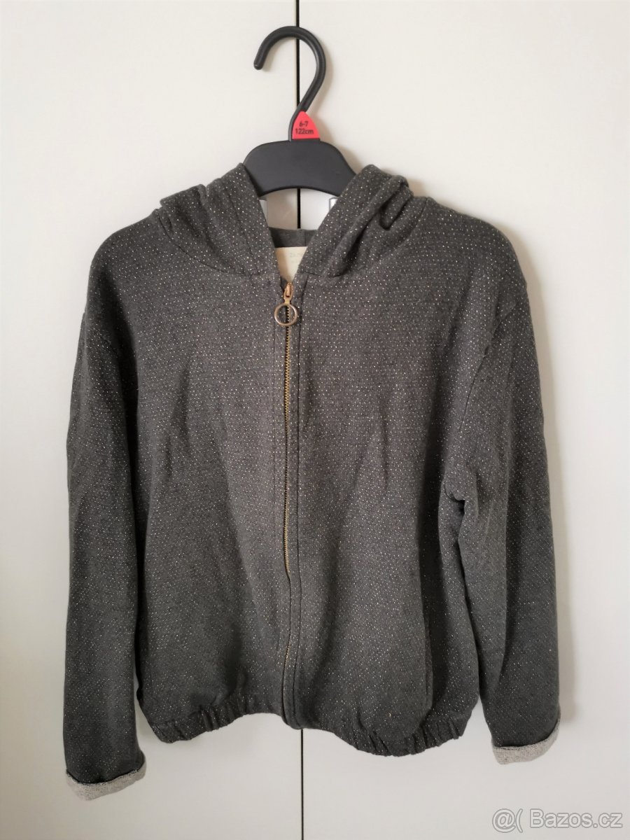 Dívčí šedá zlatě se třpytící mikina Zara vel. 164