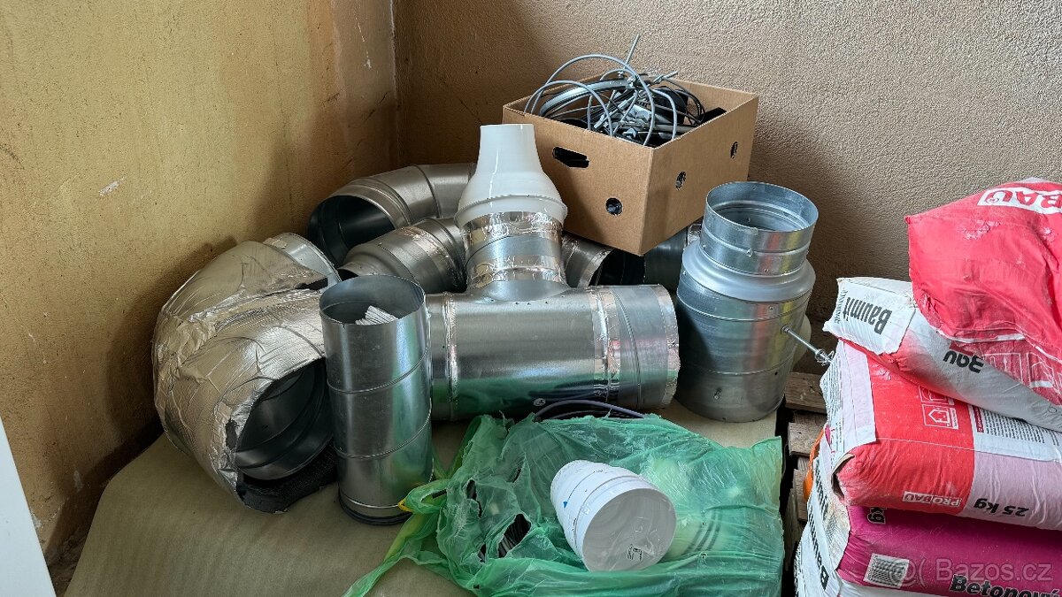 Prvky vzduchotechniky - ventilátor, topení, spiro, klapky