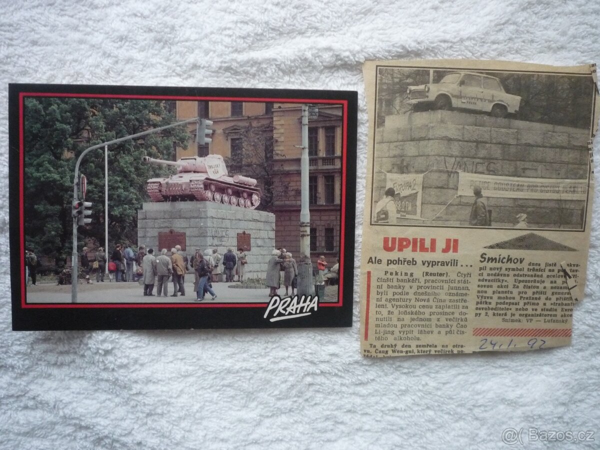 Pohlednice - Růžový tank 23 na Smíchově