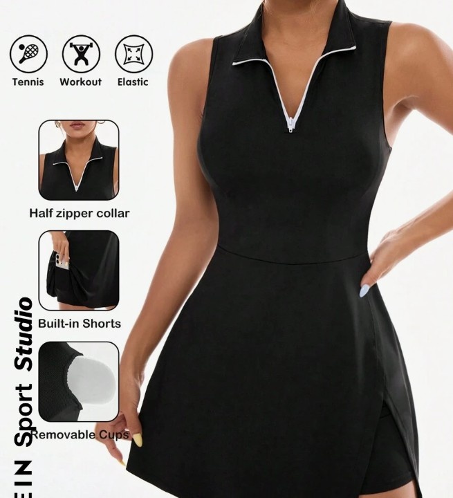 nové černé sportovní elastické šaty se šortkami vel. L-XL