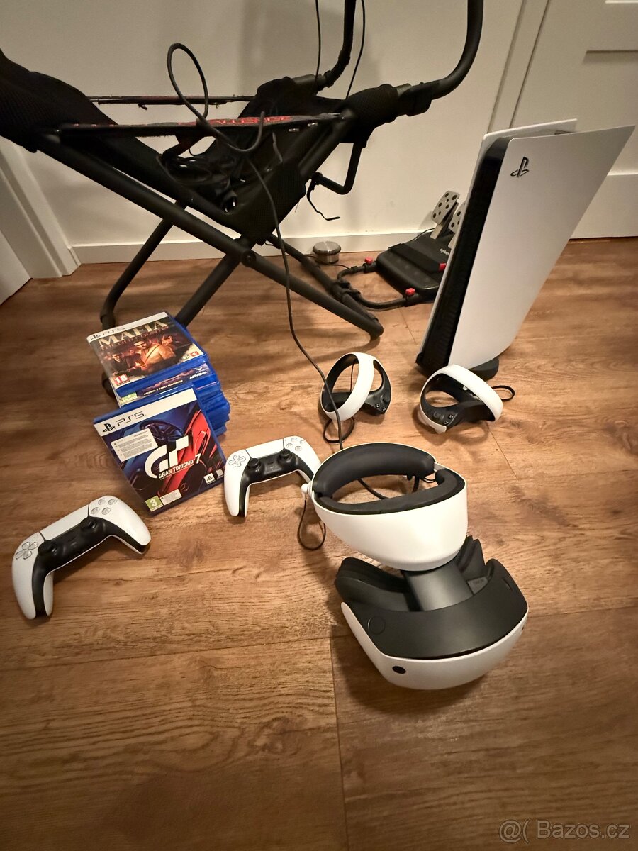 Prodam herni set PS5 2TB + VR2 + volant + zavodni sedacka