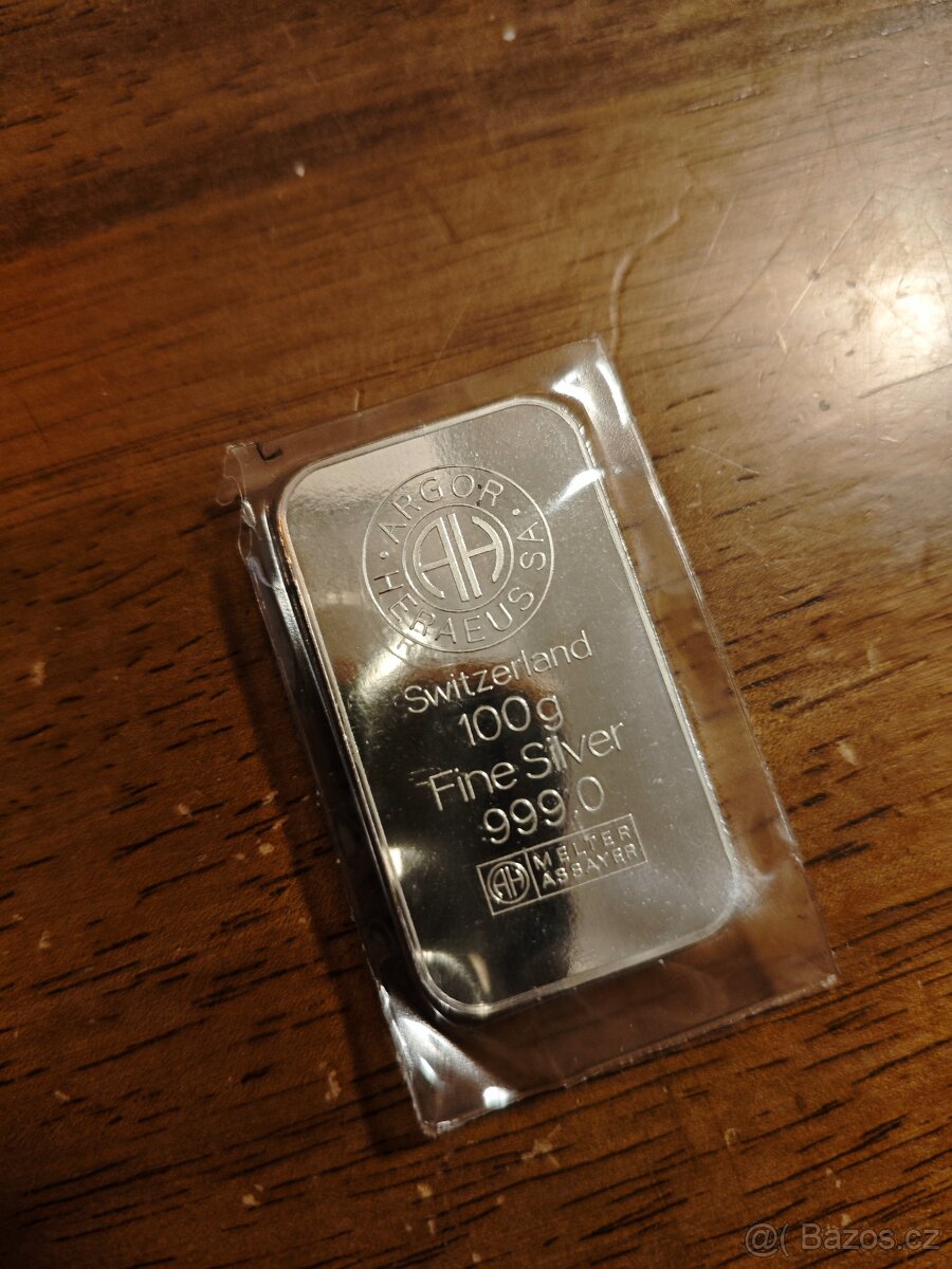 Stříbrný slitek Argor Heraeus