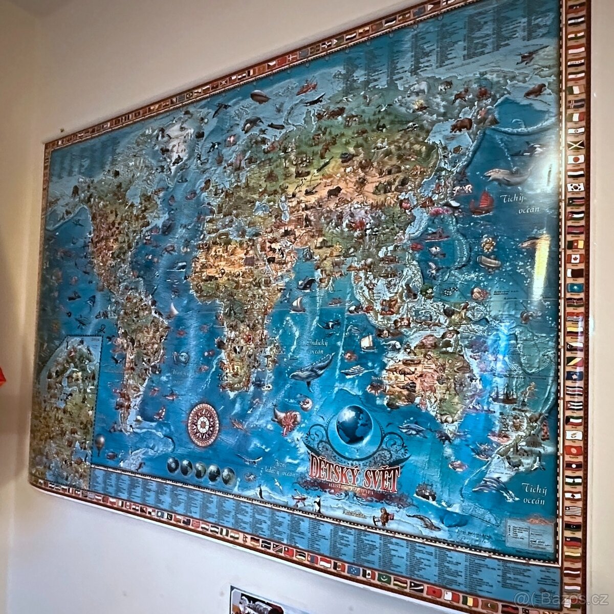 Velká mapa světa pro děti 140x100 cm, jako nová