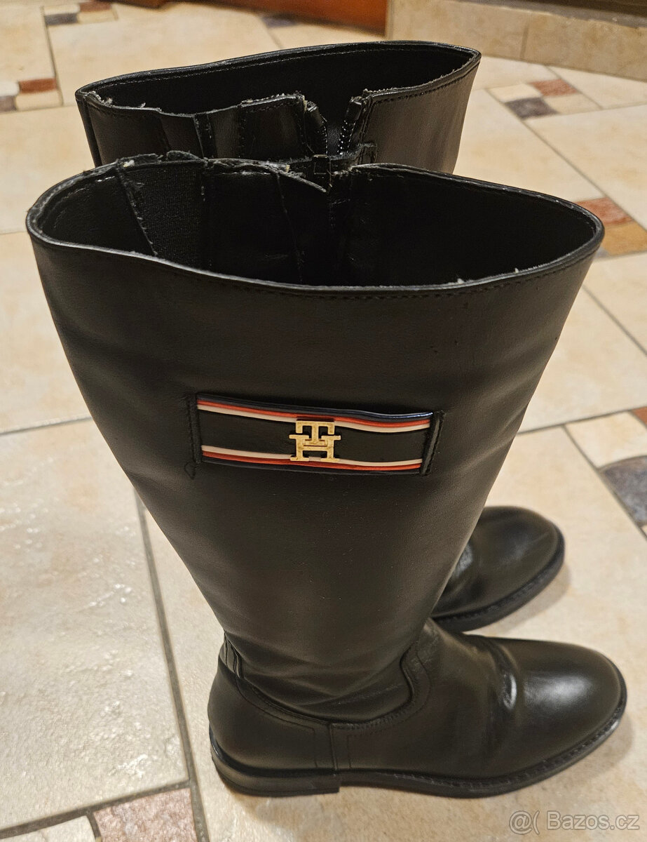 Divci kožené kozačky Tommy Hillfinger vel. 33
