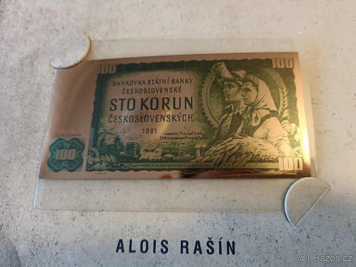 Měděná bankovka 100 Kčs - 1961