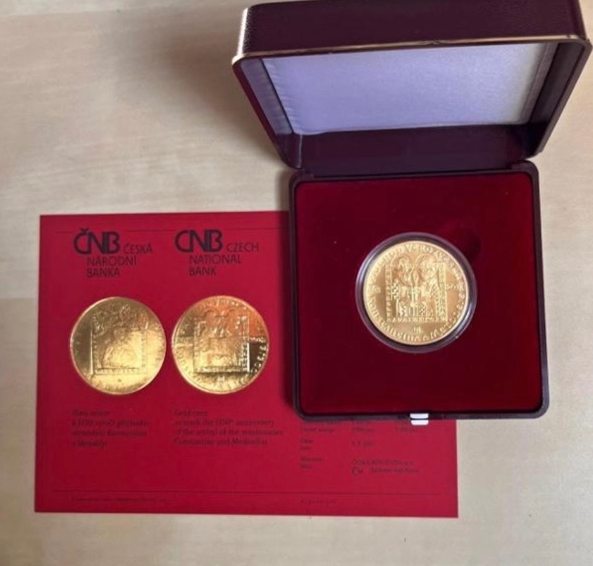 Zlato / zlatá mince čnb Konstantin a Metoděj proof
