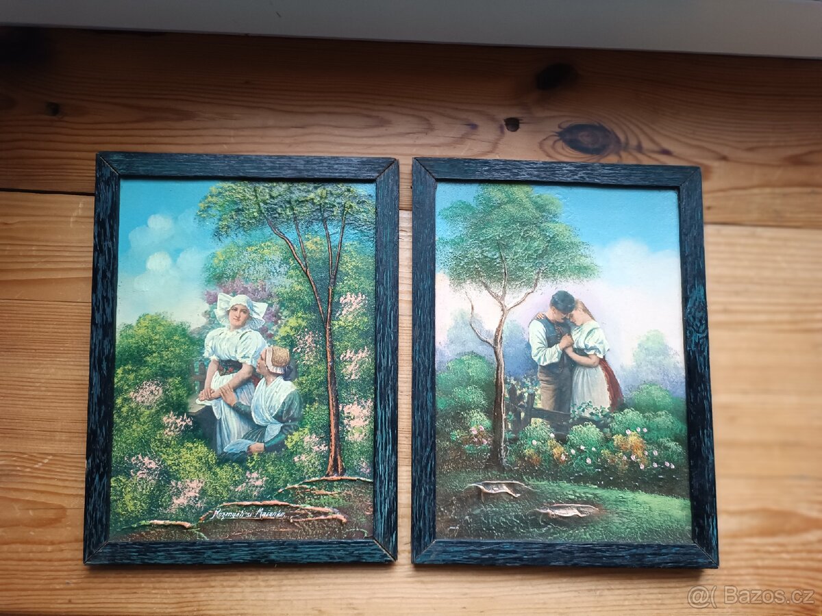 Dekorativní reliéfní obrazy - romantický pár 2 ks.