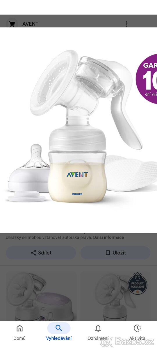 Odsávačka mateřského mléka Avent
